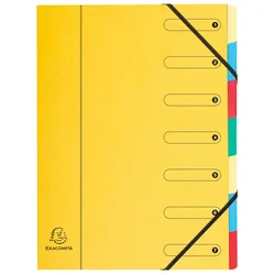 Exacompta 5207E 8x Ordnungsmappe Natur Future mit Harmonika-Rücken, aus Colorspan-Karton, Fenster bedruckt, 7 Fächer, A4 - Farben sortiert