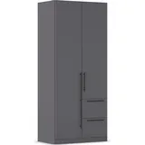 Kleiderschrank RAUCH "Drehtürenschrank Schrank Garderobe Wäscheschrank Schlafzimmer AVOLA", grau (graumetallic), B:91cm H:197cm T:54cm, Holzwerkstoff, Schränke, Kleiderschrank, mit hochwertigen Stangengriffen in Schwarz aus Metall MADE IN GERMANY