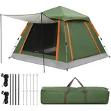 HAUSPROFI Zelt 2-3 Perosonen Pop Up Zelt, Camping Zelt mit Vorzelt Fenster, Große Wasserdicht Automatisches Wurfzelt, Doppeltürlüftung, Moskitoschutz, 2 Schichten Kuppelzelt für Camping Familien Reise