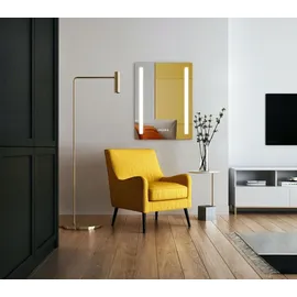 PonteSino HOKO LED Badezimmerspiegel 50x70 cm – beschlagfreier Wandspiegel mit Digitaluhr – stufenlos dimmbar – Speicherfunktion – Hannover - Transparent
