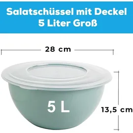 Centi 2er Set Schüsseln 5 L – Serie KRETA, Pastellgrün, mit Deckel – Grün