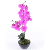 kunstpflanzen-discount.com Orchideen Kunstblume mit violetten Blüten und Knospen im Topf 53cm hoch - Künstliche Orchidee blühend