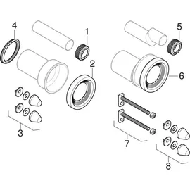 Geberit Anschlussgarnitur d 90mm, 185mm, f WWC, PE/PP, mattchr.