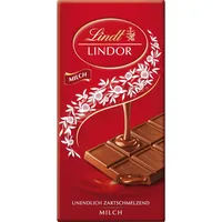 Lindt Schokolade | LINDOR Tafel Milch | 100g | feinste Vollmilch-Schokolade mit zartschmelzender Füllung | Schokoladen-Tafel