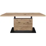 Mid.you Couchtisch Lift, Schwarz, Eiche, Metall, Holzwerkstoff, rechteckig, eckig, 55-69x70x120 cm, DIN EN ISO 9001, höhenverstellbar, Wohnzimmer, Wohnzimmertische, Couchtische, Couchtische höhenverstellbar