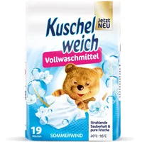 Kuschelweich Vollwaschmittel Pulver - für 19 Wäschen, hautverträglich, mikroplastikfrei, vegan - 1,2 kg - Sommerwind