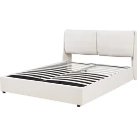 [en.casa] Lunner mit Bettkasten 140x200 cm Beige