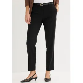 bonprix Anzughose BONPRIX "Anzugshose", Damen, Gr. 42, K-Gr, schwarz (schwarz (länge: kurz)), Obermaterial: 76% Polyester, Viskose, 2% Elasthan, slim fit, Hosen Anzughose, aus Polyester, Viskose und Elasthan, schmale Passform
