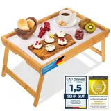 Frühstückstablett Bambus Bett-Tablett Serviertablett Betttisch mit klappbaren Beinen - auch als Lapdesk, Notebook-Tisch verwendbar (Holz)