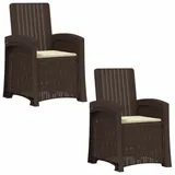 vidaXL Liegesessel Garten Rattan-Optik 2 pcs 2 x 2 x 2 cm braun/weiß