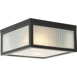 QAZQA AußenDeckenleuchte Aluminium Glas 2-flammig IP44 schwarz
