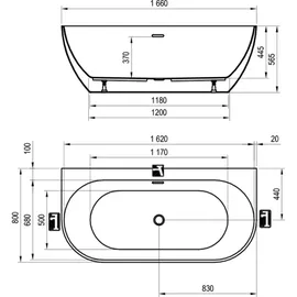 Ravak Freedom freistehende Badewanne 166 x 80 cm (XC00100024)