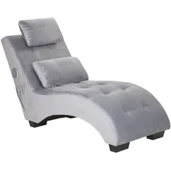 Chaiselongue Samtstoff mit Bluetooth Lautsprecher USB-Port hellgrau SIMORRE