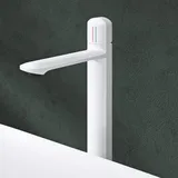 mai & mai Armatur Bad Wasserhahn Badezimmer Waschtischarmatur Einhebelmischer Mischbatterie Bad aus Messing mit Wassersparfunktion Glänzend weiß 31,3cm hoch DIN-Anschlüsse WAO-1190H