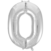IDENA Folienballon Zahl 0 75x110cm silber