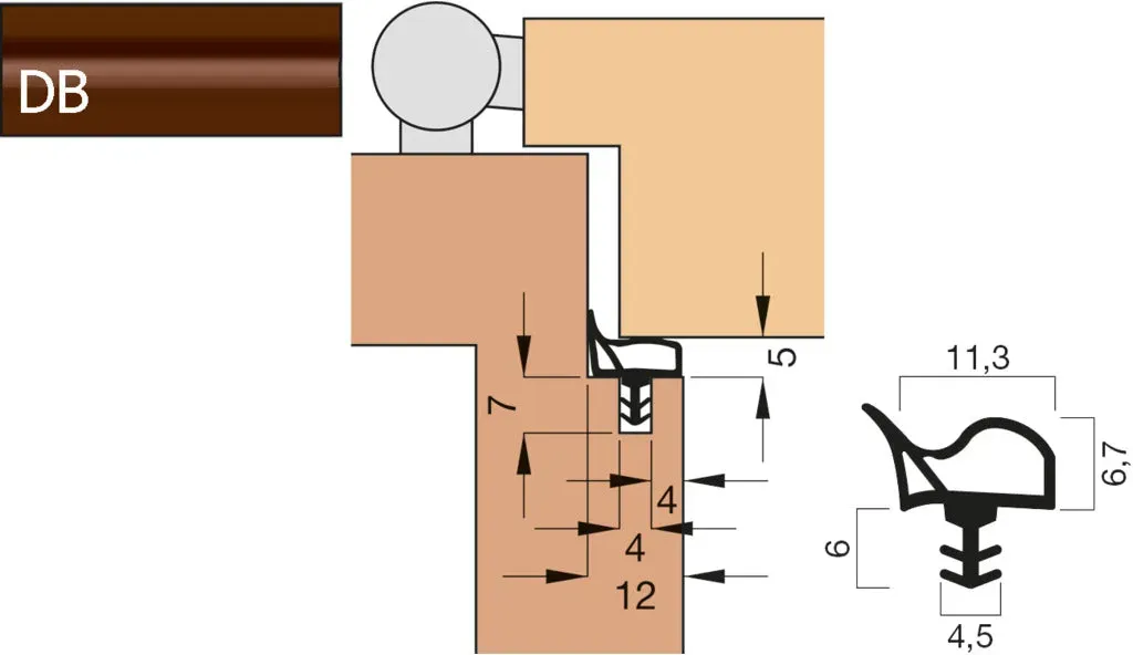 Türdichtung V 1015 Kurzbund -  dunkelbraun