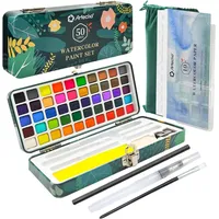 luxuskollektion Artecho Aquarellfarben Set 50 Farben Tragbarer Box inkl. 4