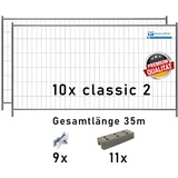 Bauzaun Set / Paket | 10 Stk classic 2 mit Betonfüßen