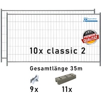 Bauzaun Set / Paket | 10 Stk classic 2 mit Betonfüßen