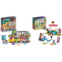 LEGO 41740 Friends Aliyas Zimmer & 41753 Friends Pfannkuchen-Shop Set, Kreatives Spielzeug für Jungen und Mädchen ab 6 Jahren mit Paisley und Luna Mini-Puppen sowie Hasen-Figur, Geschenk für Kinder
