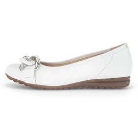 Gabor Ballerina GABOR "FLORENZ", Damen, Gr. 38, weiß, Leder, Schuhe Ballerina, Hochzeitsschuh, Flache Schuhe, Slipper mit eleganter Zierkette