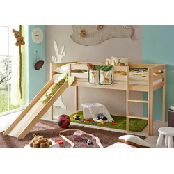 Hochbett TICAA "Manuel", beige (kiefer massiv natur), B:217cm H:114cm L:205cm, Hochbetten, mit Rollrost, Kiefer massiv natur oder weiß