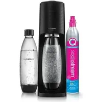 Sodastream Terra black + 2 PET-Flaschen 1 l + Zylinder