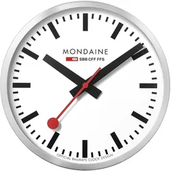 Mondaine A995.CLOCK.16SBB Wanduhr Groß Silberfarben/Weiß 40 cm