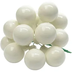 12 Weihnachtskugeln am Draht Glas 2cm mini Spiegelbeeren zum Basteln elfenbein