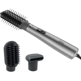 Braun Warmluftbürste AS4.3, Leichter Heißluft-Styler mit Rundbürste, Glättbürste und Trockenaufsatz, 1000W HTDC-Motor mit 3 Stylingstufen, Super-IONTEC-Technologie, Graues Satin-Finish, BRAS430E