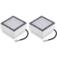 ledscom.de 2 Stück LED Pflasterstein Bodeneinbauleuchte CUS für außen, IP67, eckig, 10 x 10cm, blau