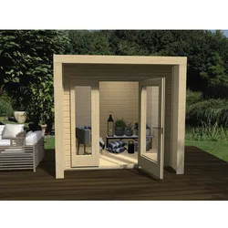 WEKA Gartenhaus »Design 263 Gr.1«, Holz, BxHxT: 245 x 227 x 235 cm (Außenmaße inkl. Dachüberstand) - beige
