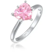 Elli Fingerring Herz Zirkonia Verlobungsring Solitär 925 Silber rosa 52