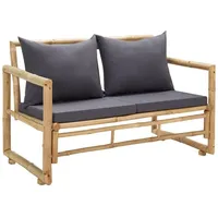 Furnicato Gartenbank mit Kissen 115 cm Bambus