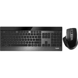 Rapoo Kabelloses ultraflaches Multi-Mode-Deskset "9900M",schwarz kabellose Multimodus-Verbindung - ultraflaches Design - QWERTZ deutsches-Layout