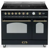 Lofra DOLCEVITA, GLASKERAMIK-Standherd mit Doppelbackofen, 90 cm breit, RNMD 96 MFTE 5 V, Schwarz mit Messing Finish - Schwarz