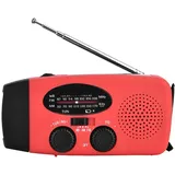 Solar Radio,AM/FM/NOAA Kurbelradio Solarradio Wiederaufladbare Dynamo Radio mit LED Taschenlampe,Handkurbel Solar Radio Notfall Powerbank Handy Ladegerät für Camping Outdoor Wandern(Rot) (rot)