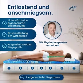 AM Qualitätsmatratzen 7-Zonen Deluxe Gelschaum-Topper 140 x 200 cm