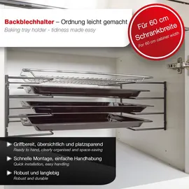 SOTech Backblechhalter für 4 Backbleche 364 x 140 x 182 mm Schwarz Chrom