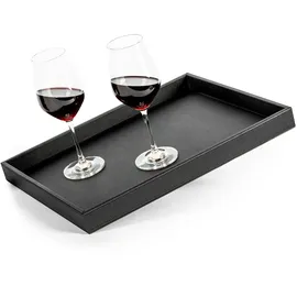 silwy Metall Tablett im Leder-Look Schwarz