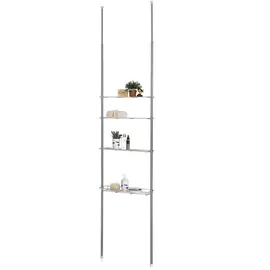 CARO-Möbel Teleskop Badregal DUNJA Standregal Allzweckregal höhenverstellbar 250-280 cm 3 Ablagen 1 Korb verchromt