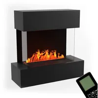 GLOW FIRE Elektrokamin Hölderlin Wasserdampf Kamin, Wandkamin, Elektrischer Kamin, Wasserdampfkamin mit 3D Feuer und Knisterfunktion schwarz