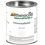 Rhenocoll Universalfarbe für Holz, Metall und Stein – Holzfarbe innen und außen – Wetterfeste Deckfarbe auf Wasserbasis – Metall-Farbe Grauweiß seidenmatt 1 l