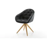 DELIFE Esszimmerstuhl Gaio-Flex Echt-Leder Schwarz Holzgestell kantig Natur, Esszimmerstühle