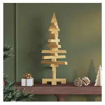 vidaXL Holz Weihnachtsbaum mit Ständer Braun 60 cm