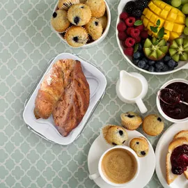 Relaxdays Brotkorb Metall mit Stoffeinsatz, eckig, Frühstückskorb für Brot & Brötchen, HBT: 10 x 23,5 x 17 cm, weiß