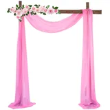 ZOYIEP Vorhang Querbehang Traubogen, Hochzeitsbogen, Gardine Freihanddeko Voile Deko,Gardinen Schals für Hochzeit Wohnzimmer Fenster Deko (Rosa,70x300cm)