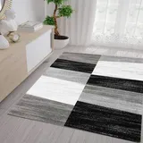 Vimoda Teppich Geometrisches Kachel Muster Meliert in Grau Weiß und Schwarz, Maße:80x150 cm