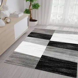 Vimoda Teppich Geometrisches Kachel Muster Meliert in Grau Weiß und Schwarz, Maße:80x150 cm