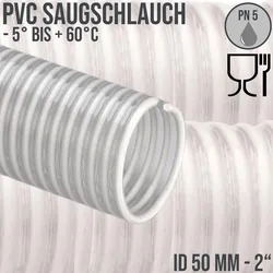 50 mm 2 Zoll Saug Ansaug Spiral Förder Pumpen Schlauch Lebensmittel Saatgut wei..."